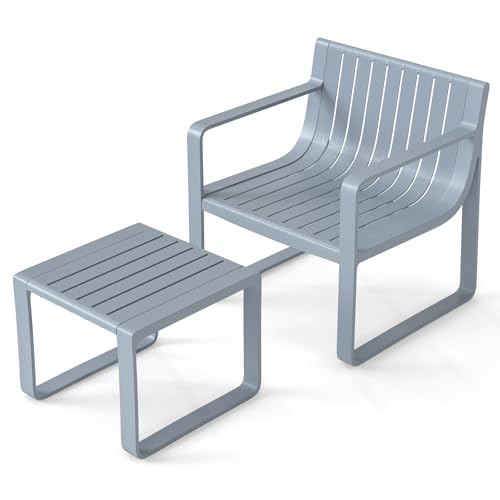 KOMFOTTEU 2-teiliges Gartenstuhl Set, Wetterfestes Gartenmöbel mit ergonomischen PP-Stühlen & quadratischem Couchtisch, Balkon Set Balkonstuhl für Garten Veranda von KOMFOTTEU