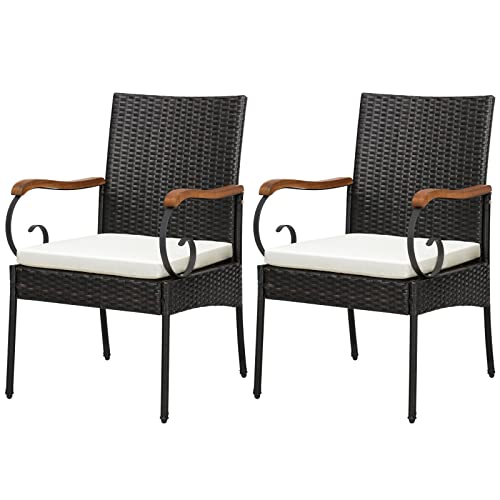 KOMFOTTEU 2er Rattanstuhl Set, Gartenstuhl mit Rückenlehne & abnehmbarem Kissen, Terrassenstuhl mit G Design Armlehnen, Balkonstuhl bis 180 kg belastbar für Pool Terrasse Garten KOMFOTTEU 2er Rattanstuhl Set, Gartenstuhl mit Rückenlehne & abnehmbarem Kissen, Terrassenstuhl mit G Design Armlehnen, Balkonstuhl bis 180 kg belastbar für Pool Terrasse Garten von KOMFOTTEU