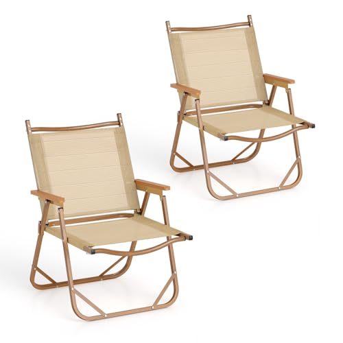 KOMFOTTEU 2er Set Campingstühle klappbar, Strandstühle tragbar, Klappstuhl bis 180 kg belastbar, Gartenstühle mit Aluminiumrahmen, Faltstuhl & Angelstuhl für Balkon, Garten von KOMFOTTEU