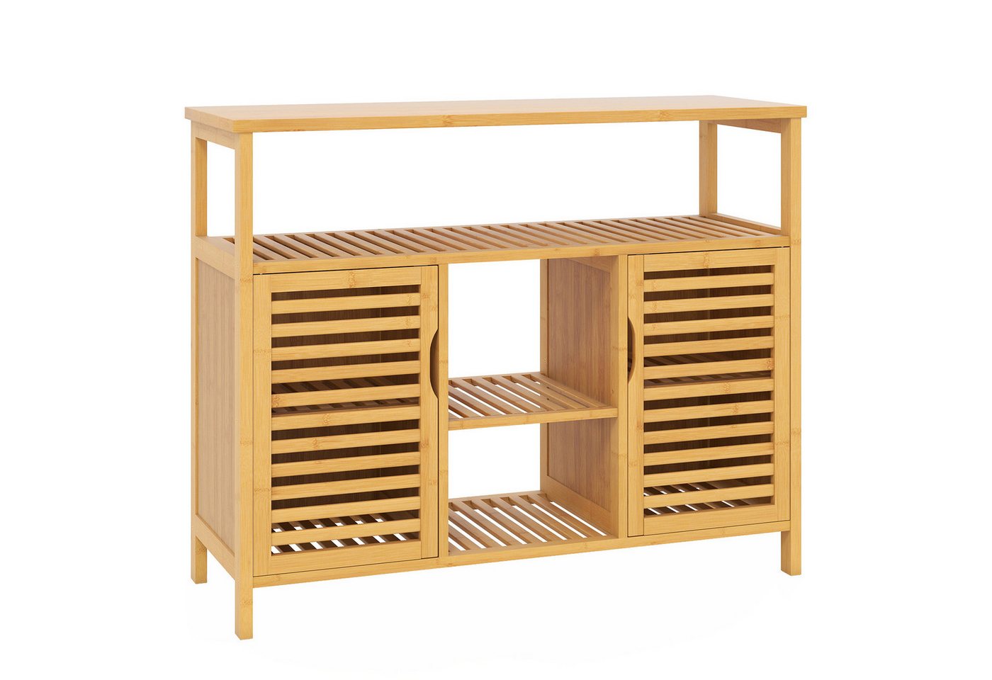 KOMFOTTEU Badkommode, Badezimmerschrank mit 2 Türen & offenen Regal, aus Bambus KOMFOTTEU Badkommode, Badezimmerschrank mit 2 Türen & offenen Regal, aus Bambus von KOMFOTTEU