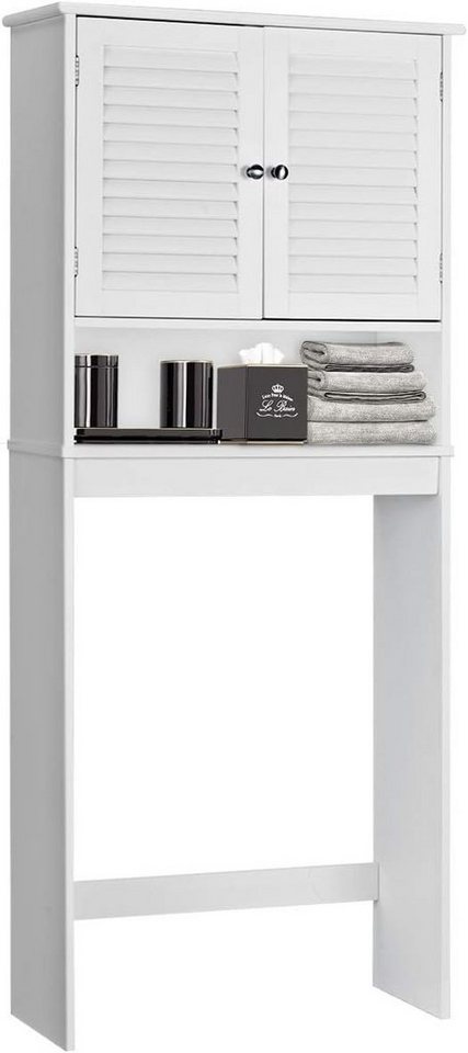 KOMFOTTEU Badregal Toilettenschrank, mit 2 Türe & 1 offenes Fach, 66 x 25,5 x 157cm von KOMFOTTEU