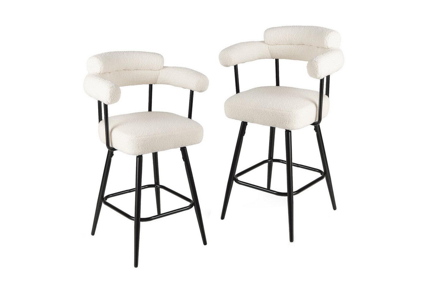 KOMFOTTEU Barhocker (2er Set), 360° drehbare Barstühle, mit Rückenlehne & Armlehnen von KOMFOTTEU