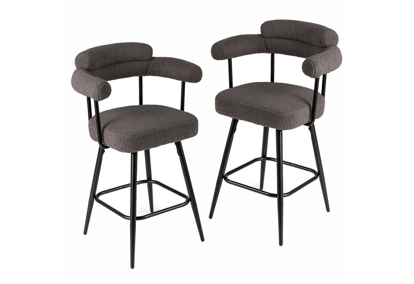 KOMFOTTEU Barhocker (2er Set), 360° drehbare Barstühle, mit Rückenlehne & Armlehnen von KOMFOTTEU
