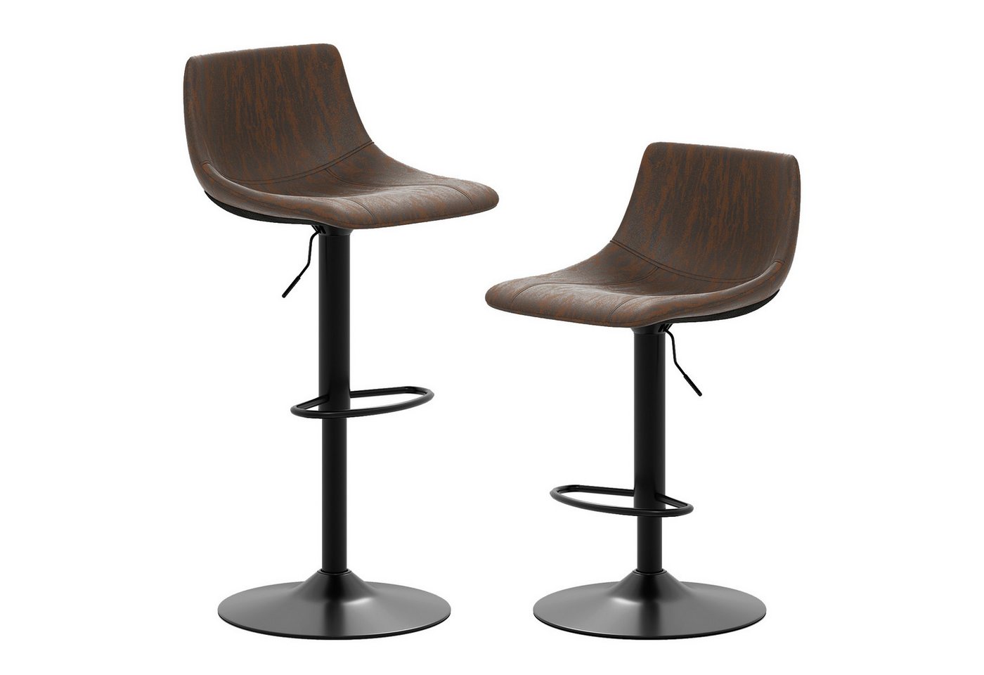 KOMFOTTEU Barhocker (2er Set), 360° drehbare Küchenstühle mit Rückenlehne & Fußstütze von KOMFOTTEU