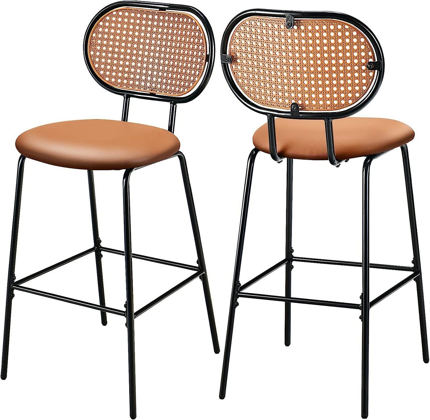 KOMFOTTEU Barhocker Barstühle (2er Set), mit Rückenlehne&Fußstütze, 52x48x107cm von KOMFOTTEU