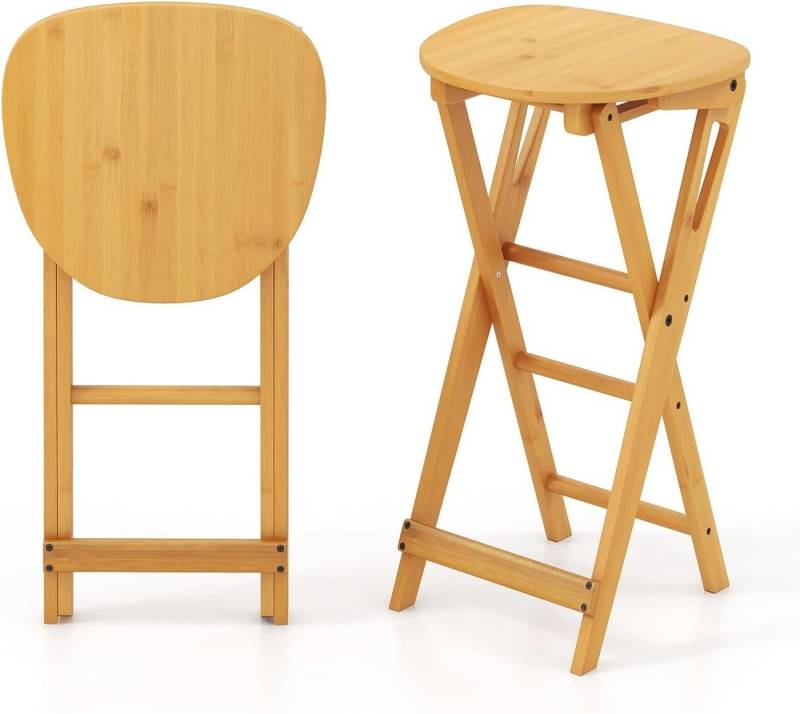 KOMFOTTEU Barhocker Barstuhl (2er Set), Klapphocker aus Bambus, bis 150kg Belastbar von KOMFOTTEU