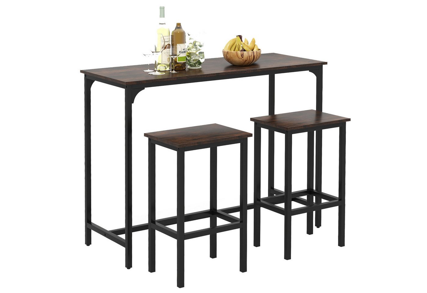 KOMFOTTEU Bartisch (3-St), mit 2 Stühlen, Essgruppe für Küche von KOMFOTTEU