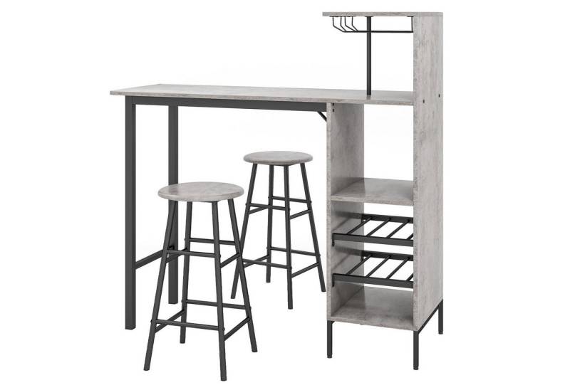 KOMFOTTEU Bartisch mit Barhocker (Set, 3-St), mit Glashalter & Lagerregalen von KOMFOTTEU