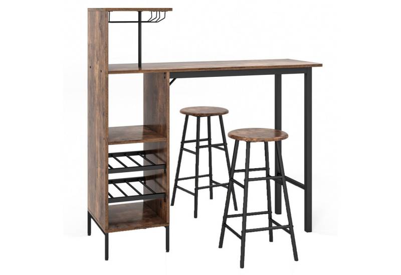 KOMFOTTEU Bartisch mit Barhocker (Set, 3-St), mit Glashalter & Lagerregalen von KOMFOTTEU