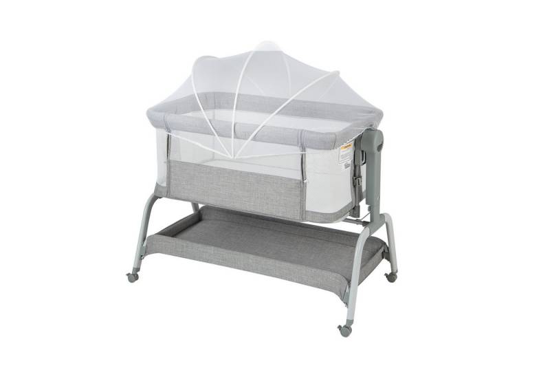 KOMFOTTEU Beistellbett 3 in 1 Baby, mit Matratze & Moskitonetz & Korb von KOMFOTTEU