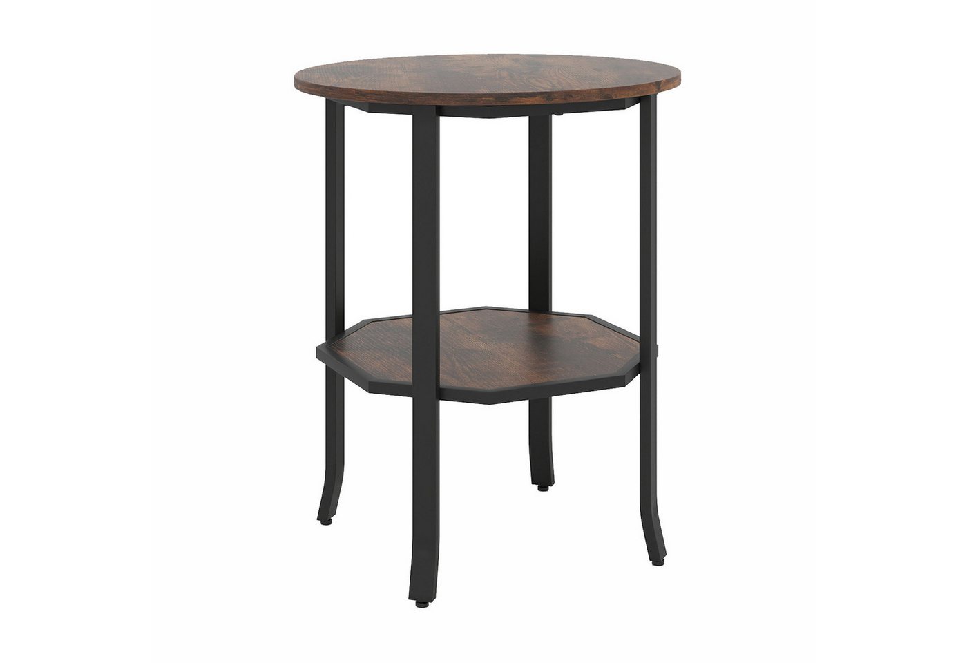 KOMFOTTEU Beistelltisch, 2-stöckiger Couchtisch mit Ablage & Metallgestell von KOMFOTTEU