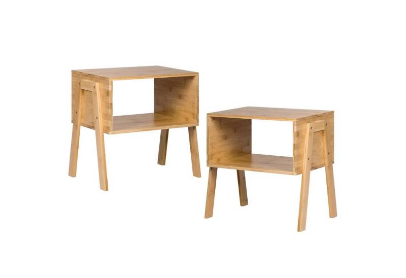 KOMFOTTEU Beistelltisch Nachttisch (2er Set), aus Bambus, 40×29×42 cm von KOMFOTTEU