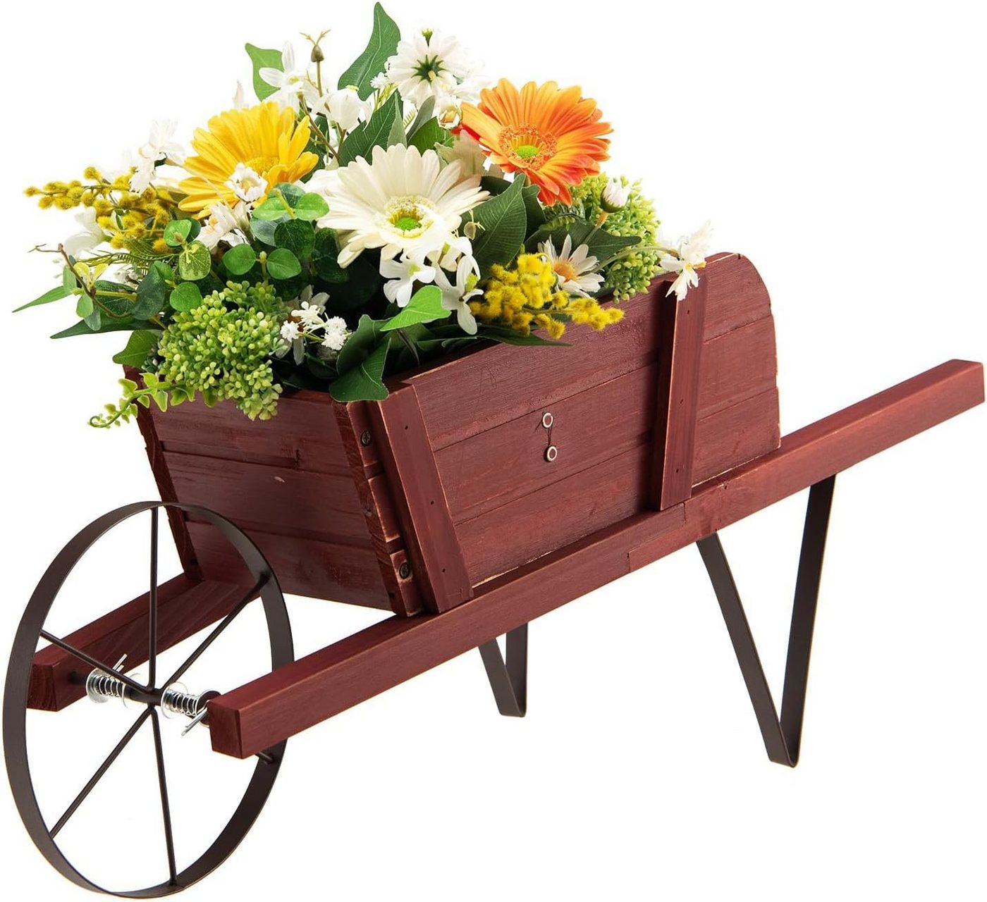 KOMFOTTEU Blumenständer Blumenwagen, mit Metallrad, Schubkarren-Dekoration von KOMFOTTEU