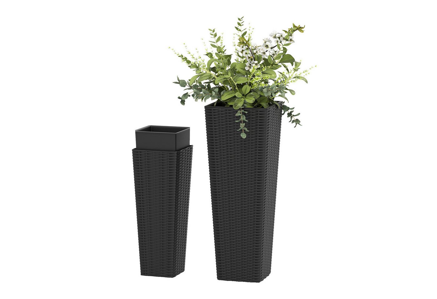 KOMFOTTEU Blumentopf (2 St), große konische Pflanzgefäße mit Innenablagen von KOMFOTTEU