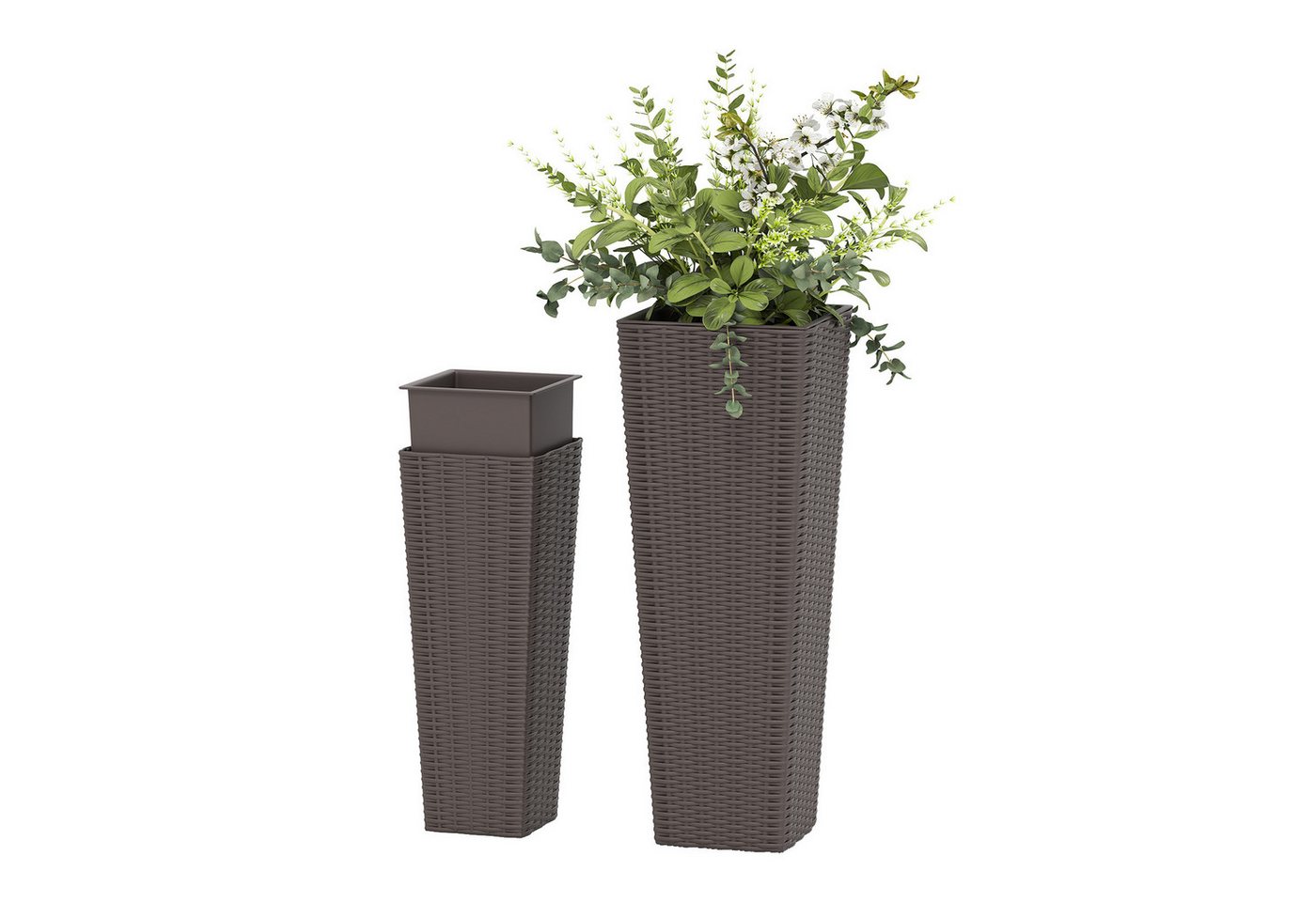KOMFOTTEU Blumentopf (2 St), große konische Pflanzgefäße mit Innenablagen von KOMFOTTEU