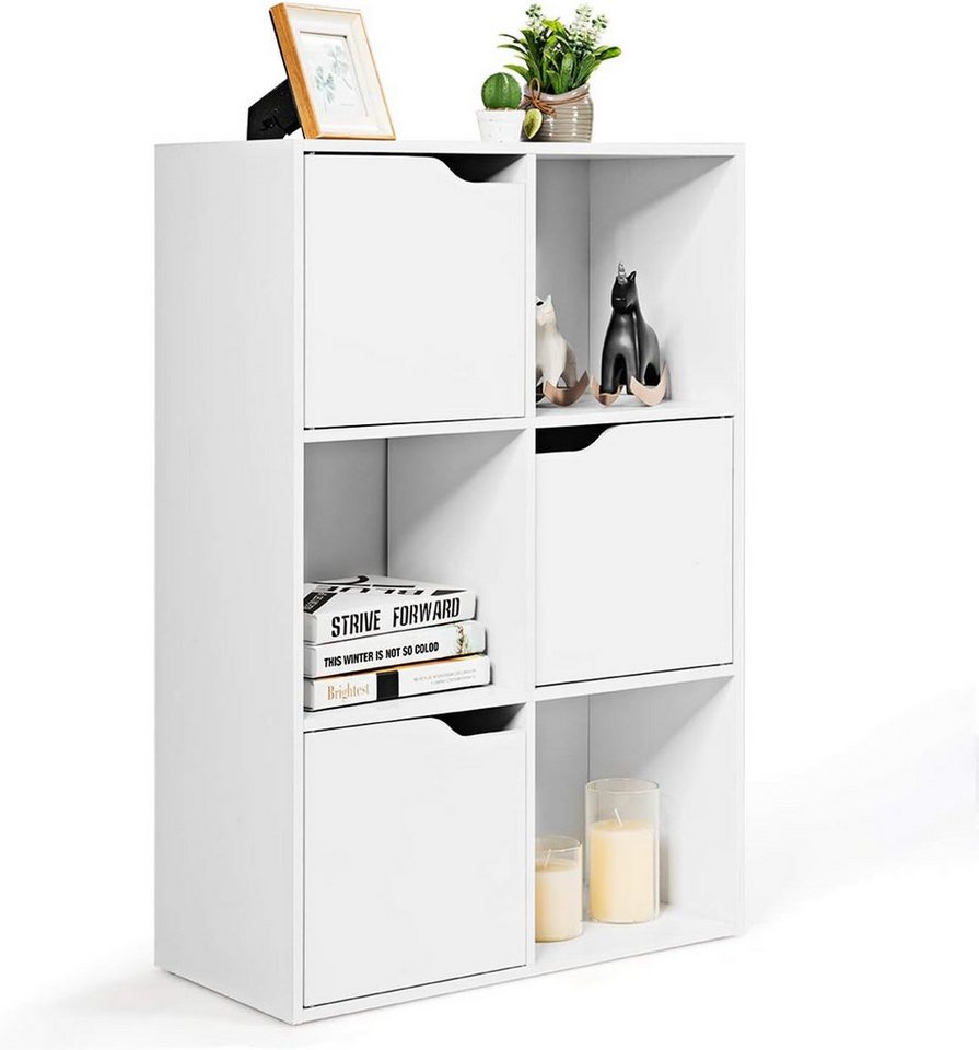 KOMFOTTEU Bücherregal Bücherschrank mit 6 Fächern, mit 3 Türen, 60x29x90cm von KOMFOTTEU