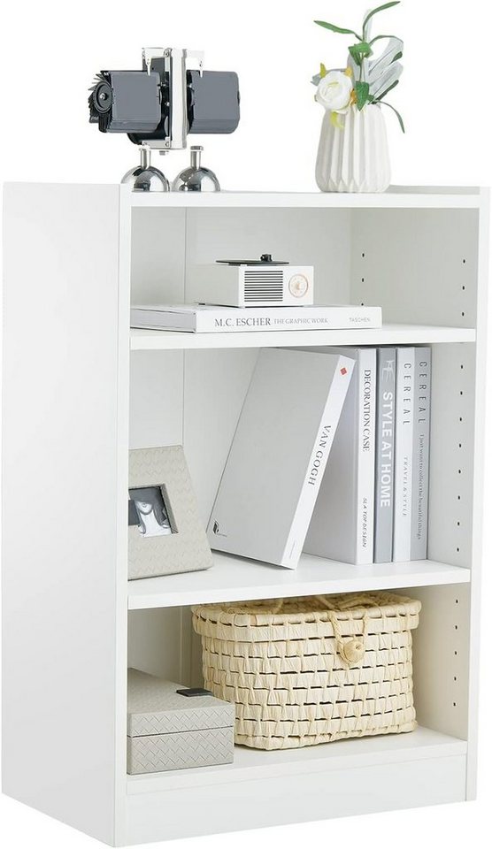 KOMFOTTEU Bücherregal Eck-Bücherregal, mit verstellbaren Regalen, Weiß von KOMFOTTEU