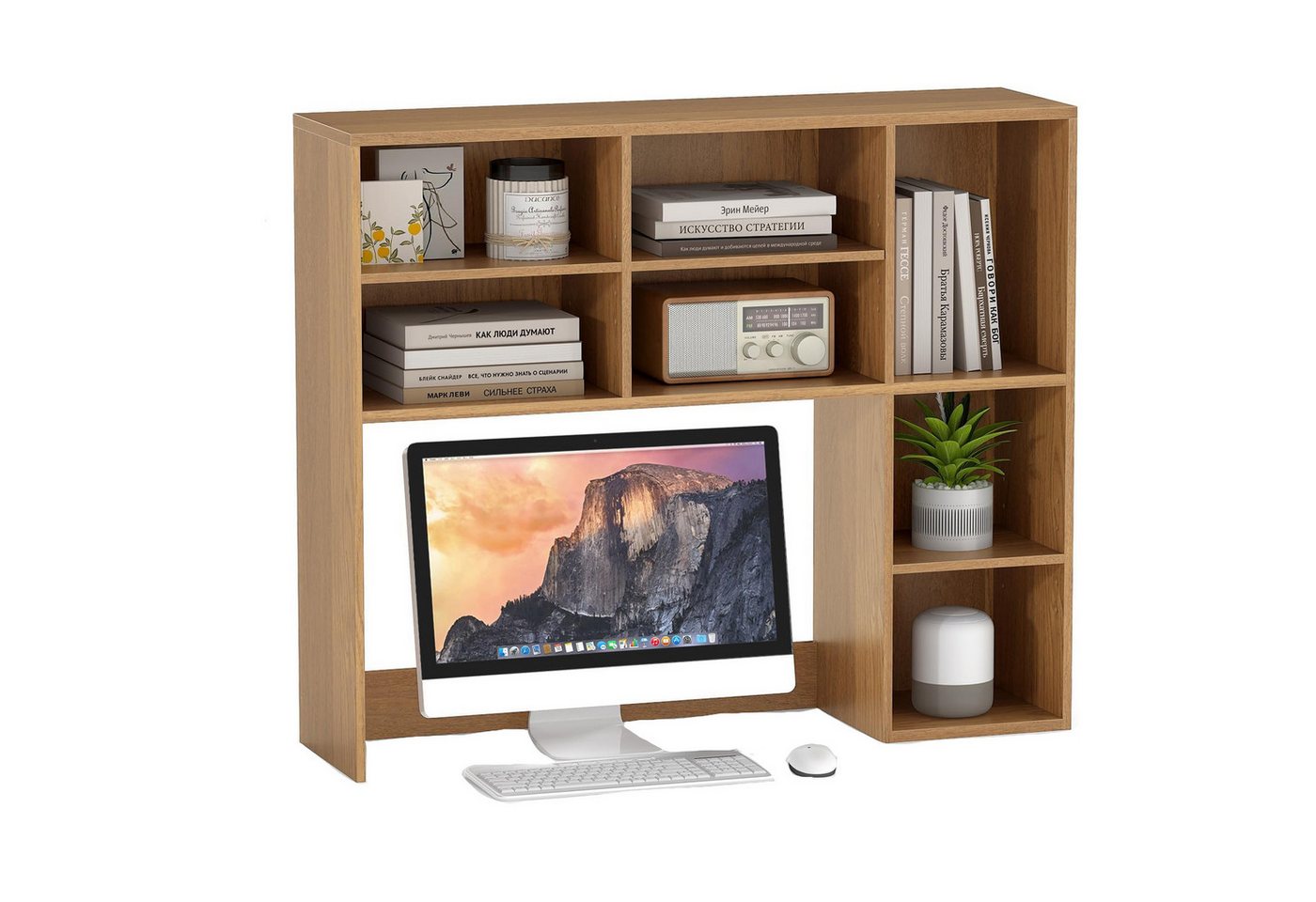 KOMFOTTEU Bücherregal Schreibtischregal Aufsatzregal Tischregal, für Monitore bis zu 27" von KOMFOTTEU