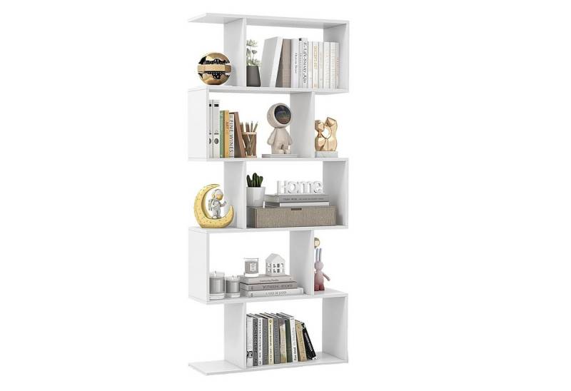 KOMFOTTEU Bücherregal Stufenregal, mit 5 Ebenen, 70 x 23,5 x 158cm von KOMFOTTEU