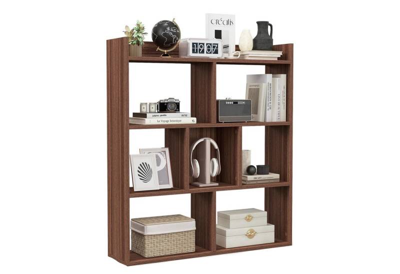 KOMFOTTEU Bücherregal Würfelregal Aufbewahrungsregal, mit offener Rückseite, 7 Fächern & Ablagen von KOMFOTTEU