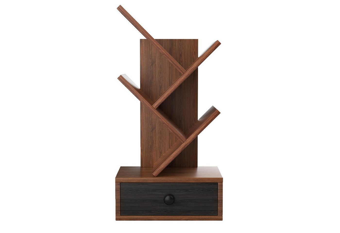 KOMFOTTEU Bücherregal in Baumform, mit Schublade, 30 x 17,5 x 60cm von KOMFOTTEU