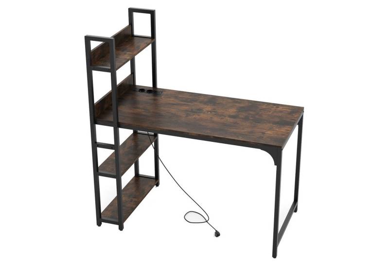 KOMFOTTEU Computertisch, Bürotisch mit Steckdosen, USB-Anschluss & Type-C von KOMFOTTEU