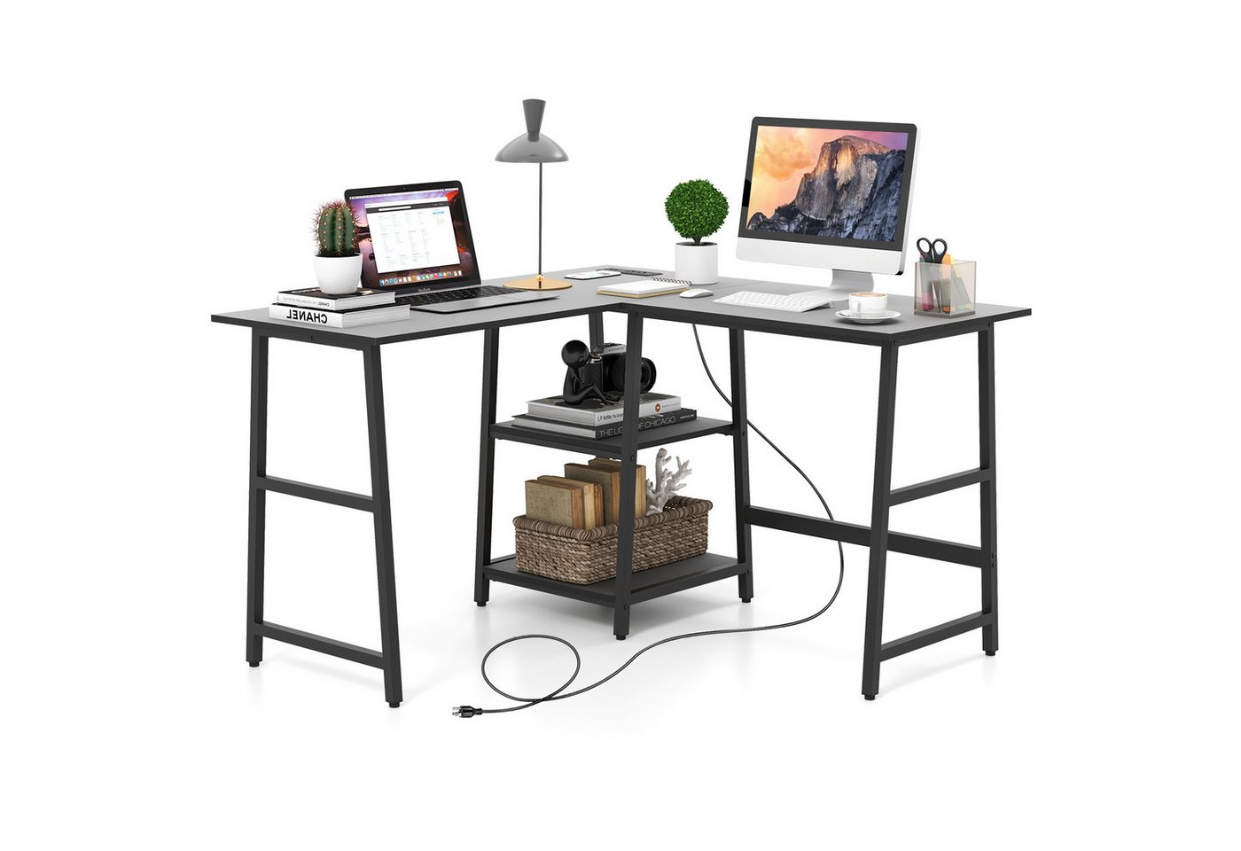 KOMFOTTEU Computertisch, L-förmiger Schreibtisch, mit Steckdosen & USB-Anschlüssen KOMFOTTEU Computertisch, L-förmiger Schreibtisch, mit Steckdosen & USB-Anschlüssen von KOMFOTTEU