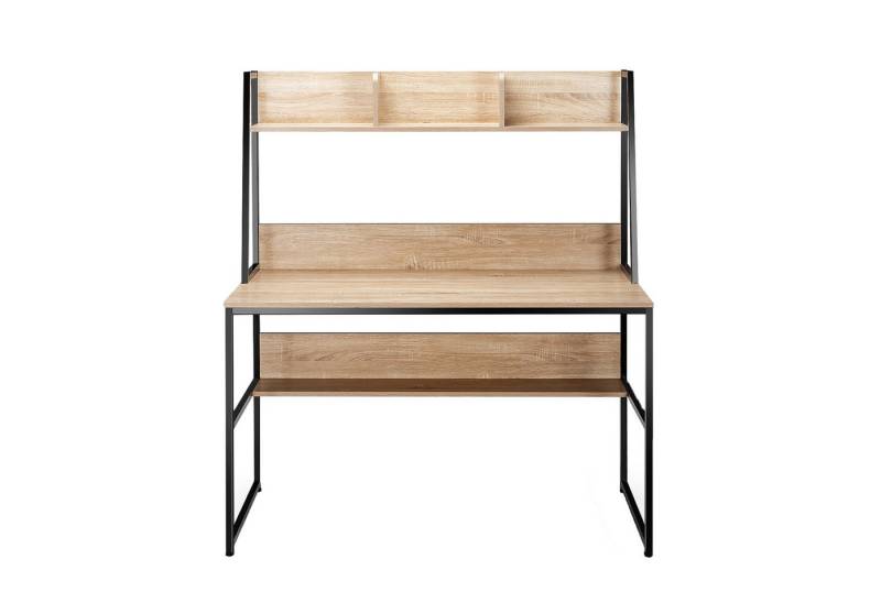 KOMFOTTEU Computertisch Arbeitstisch, mit Bücherregal und 3 Fächern, 120 x 57 x 140 cm von KOMFOTTEU