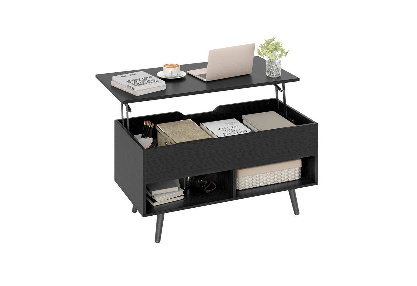 KOMFOTTEU Couchtisch, Kaffeetisch mit anhebbarer Tischplatte, 80 x 40 x 46-60 cm von KOMFOTTEU