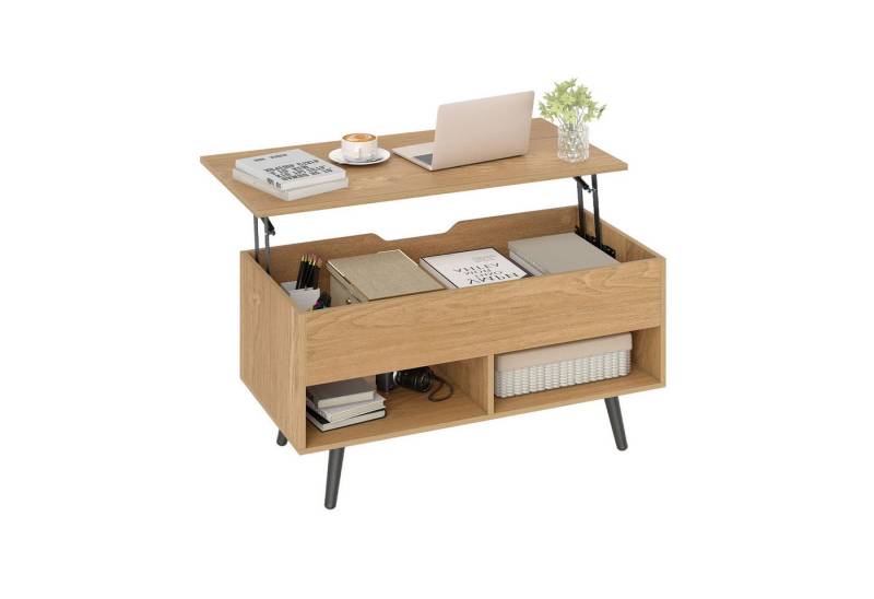 KOMFOTTEU Couchtisch, Kaffeetisch mit anhebbarer Tischplatte, 80 x 40 x 46-60 cm von KOMFOTTEU