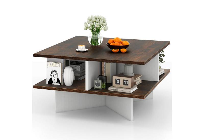 KOMFOTTEU Couchtisch, Sofatish mit 2 Ebenen & 4 getrennten Fächern KOMFOTTEU Couchtisch, Sofatish mit 2 Ebenen & 4 getrennten Fächern von KOMFOTTEU