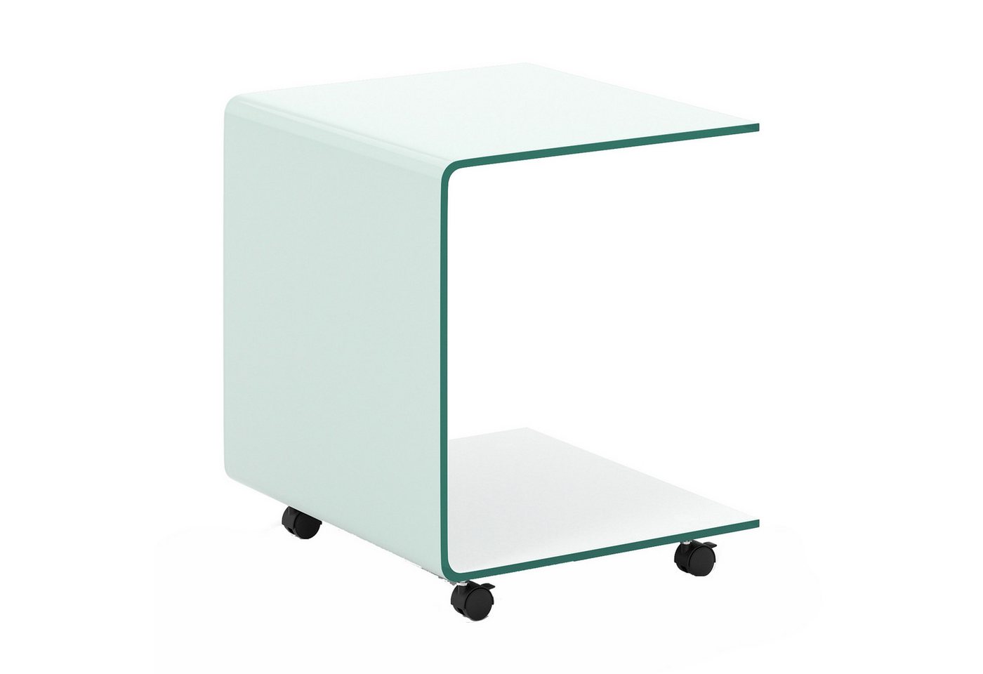 KOMFOTTEU Couchtisch, U-förmiger Glastisch Beistelltisch, mit Rädern von KOMFOTTEU