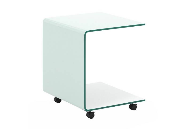 KOMFOTTEU Couchtisch, U-förmiger Glastisch Beistelltisch, mit Rädern von KOMFOTTEU