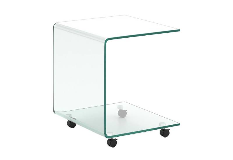 KOMFOTTEU Couchtisch, U-förmiger Glastisch Beistelltisch, mit Rädern von KOMFOTTEU