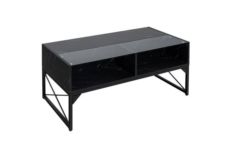 KOMFOTTEU Couchtisch, mit LED Beleuchtung, 4 offenen Fächern von KOMFOTTEU