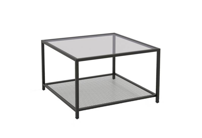 KOMFOTTEU Couchtisch Kaffeetisch, mit Glas Tischplatte & Gitterablage von KOMFOTTEU
