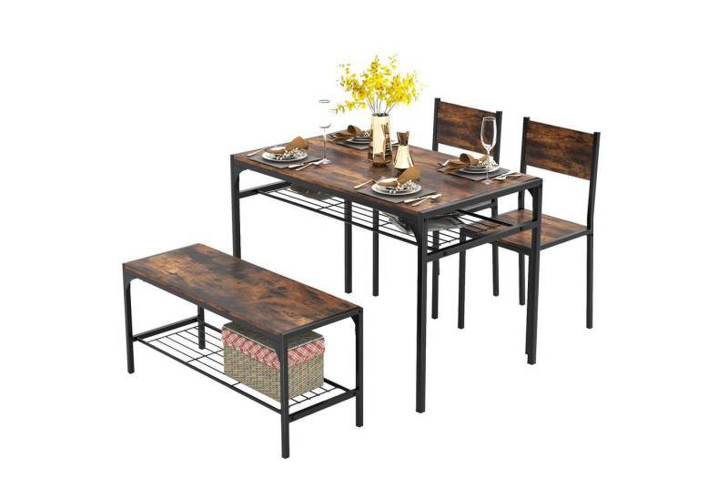 KOMFOTTEU Essgruppe, Esszimmertisch mit 2 Stühlen Bank von KOMFOTTEU