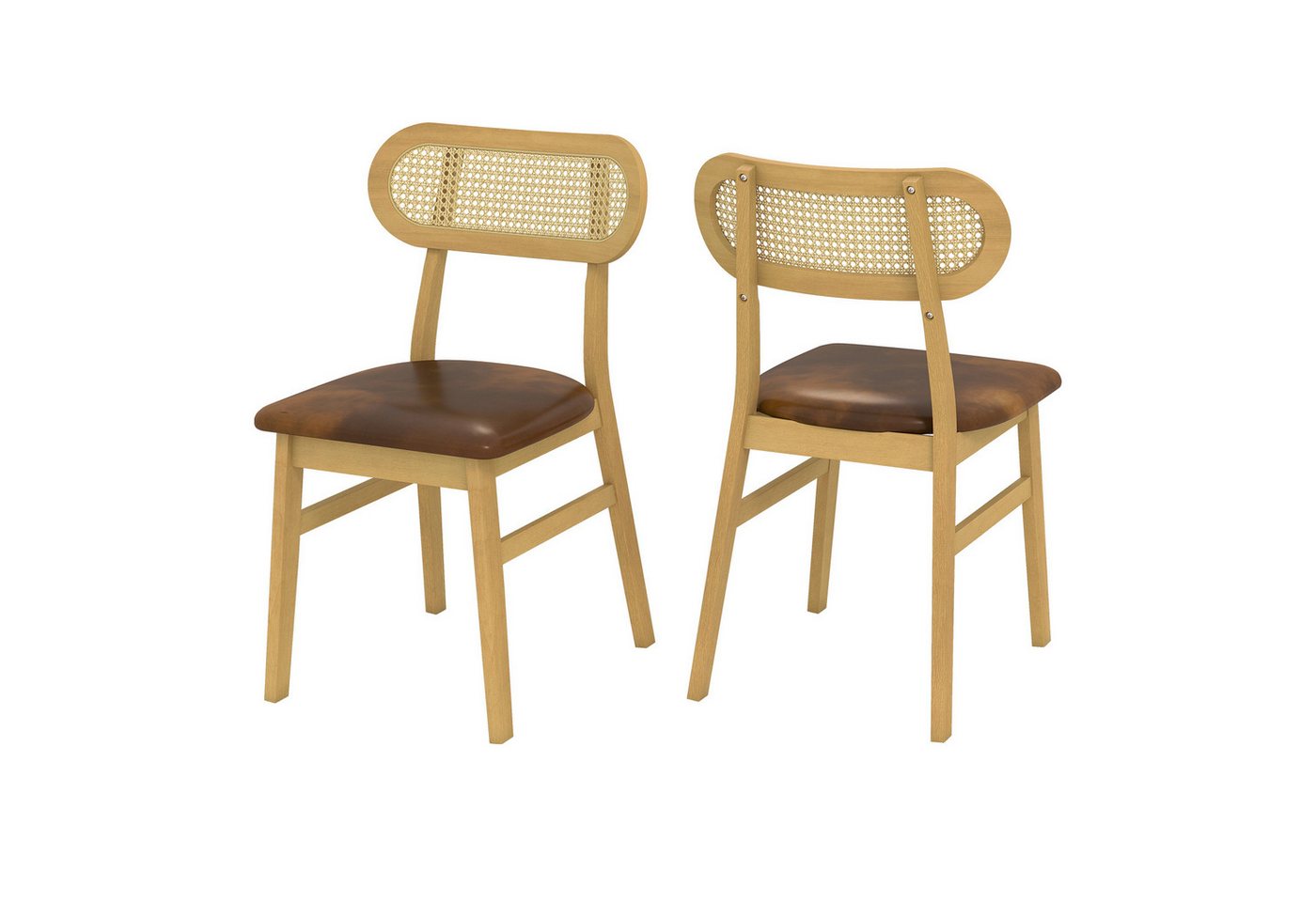 KOMFOTTEU Esszimmerstuhl (2er Set), Küchenstühle Polsterstühle Holzstühle mit Kunstleder von KOMFOTTEU