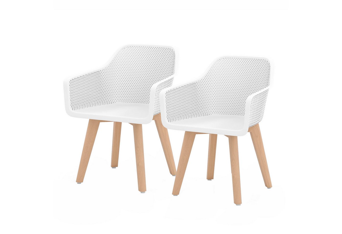 KOMFOTTEU Esszimmerstuhl (2er-Set), Küchenstühle aus Kunststoff mit Rückenlehne & Armlehnen von KOMFOTTEU