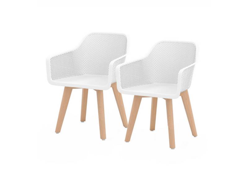 KOMFOTTEU Esszimmerstuhl (2er-Set), Küchenstühle aus Kunststoff mit Rückenlehne & Armlehnen von KOMFOTTEU