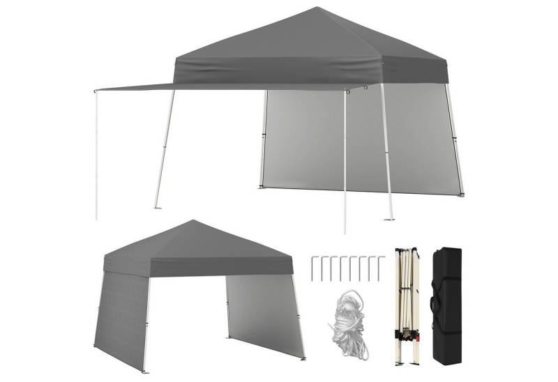 KOMFOTTEU Faltpavillon, Pop-up Pavillon mit 2 Seitenwänden, 8 Heringen & 4 Windseilen von KOMFOTTEU