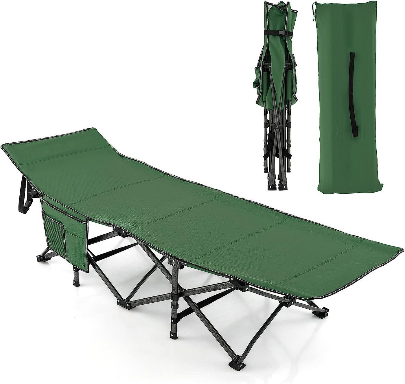 KOMFOTTEU Feldbett Campingbett klappbar mit Seitentasche, bis 272 kg, 190x72x51cm von KOMFOTTEU