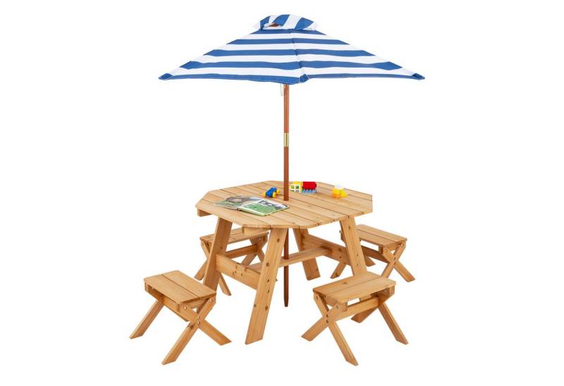 KOMFOTTEU Garten-Kindersitzgruppe, mit Sonnenschirm abnehmbar & 4 Hockern von KOMFOTTEU