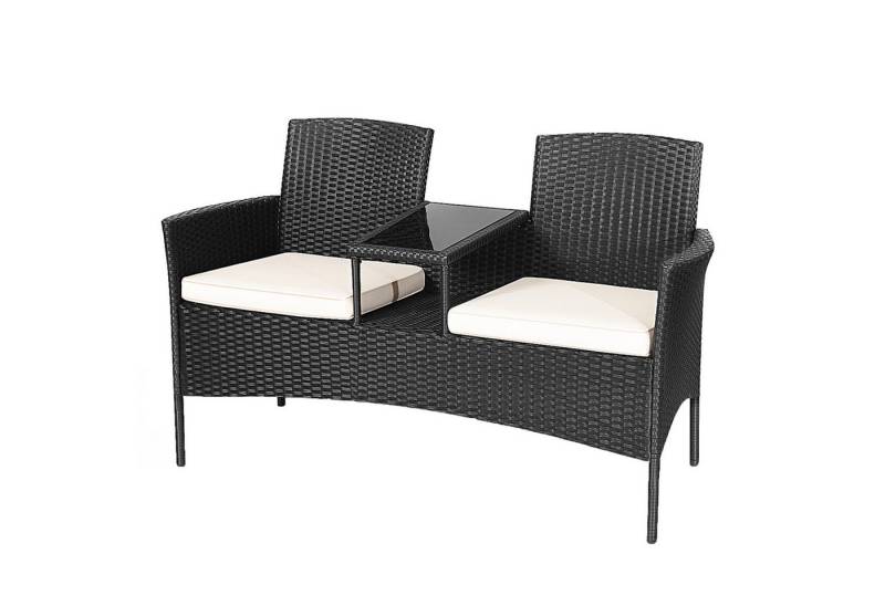 KOMFOTTEU Gartenbank mit Tisch (2 Sitzkissen), 2-Sitzer Bank mit Kissen & Rücklehne von KOMFOTTEU