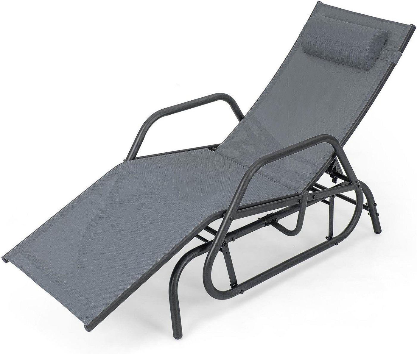 KOMFOTTEU Gartenliege Liegestuhl, mit Verstellbarer Rückenlehne & abnehmbarem Kopfkissen von KOMFOTTEU