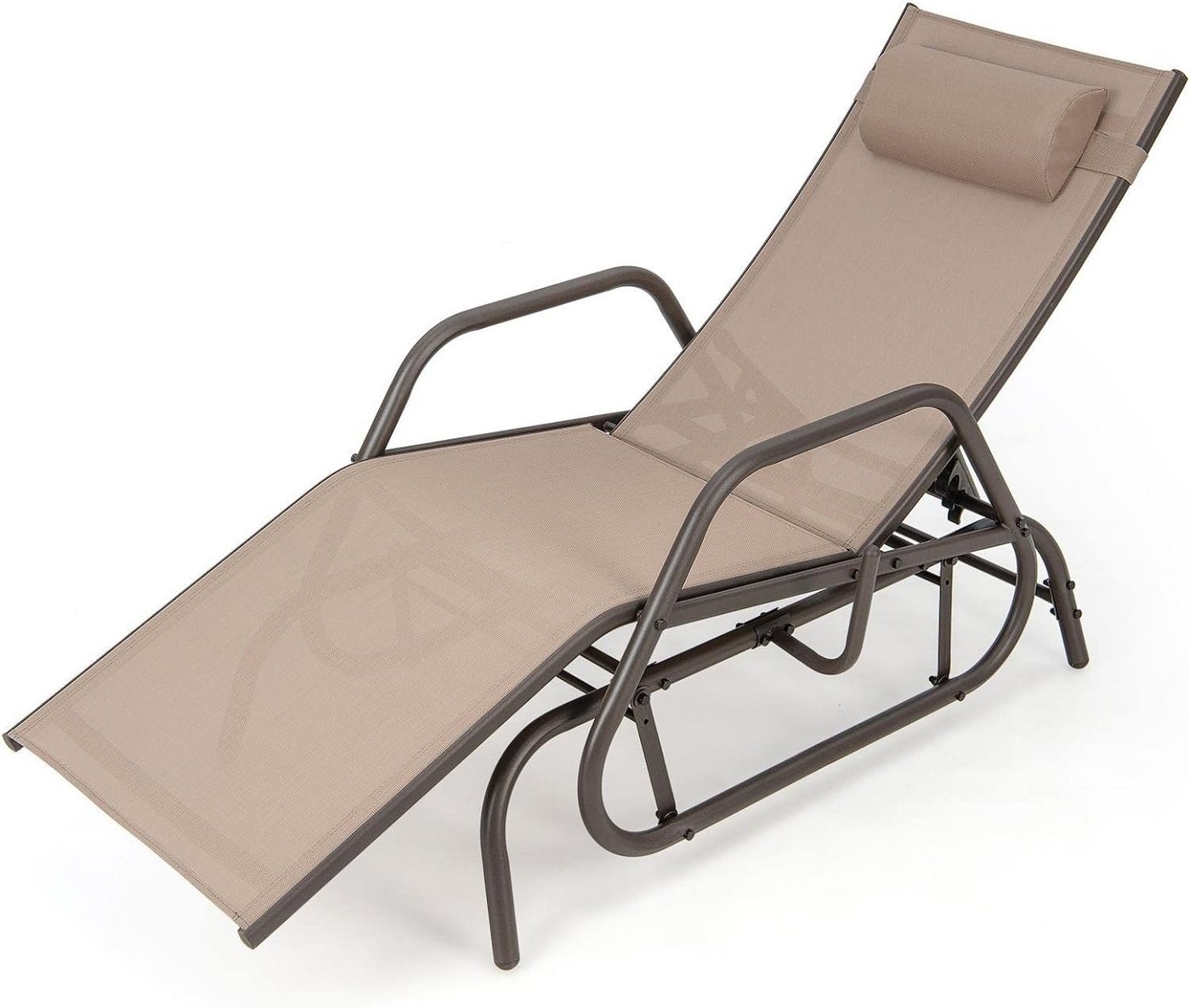 KOMFOTTEU Gartenliege Liegestuhl, mit Verstellbarer Rückenlehne & abnehmbarem Kopfkissen von KOMFOTTEU
