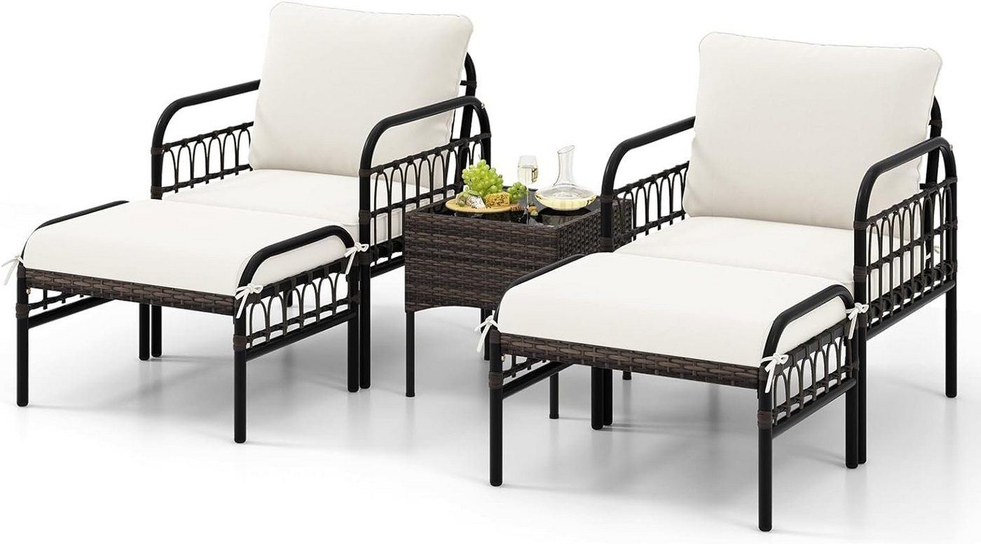 KOMFOTTEU Gartenlounge-Set Terrassenmöbel, mit Glasplatte, Stahlrohrrahmen, Kissen von KOMFOTTEU