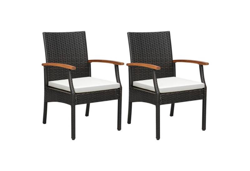 KOMFOTTEU Gartenstuhl, 2 Stück PE-Rattan-Stühle, mit Sitzkissen mit von KOMFOTTEU