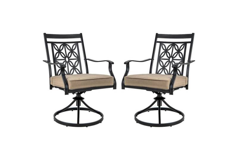 KOMFOTTEU Gartenstuhl Drehstuhl (2er Set), mit weichen Kissen & hohlem Muster, bis 150kg von KOMFOTTEU