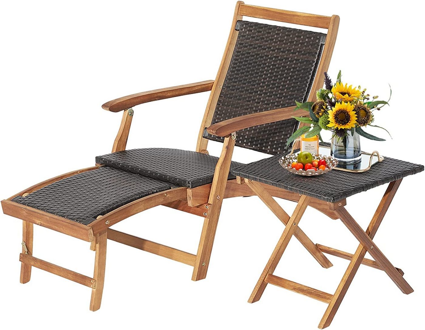 KOMFOTTEU Gartenstuhl mit Beistelltisch (Set), klappbar von KOMFOTTEU